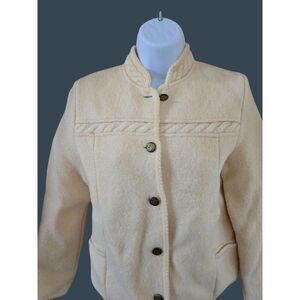 Northern Isles Wool Cream Button-Up Jacket fisherman Nautical cottagecore boho